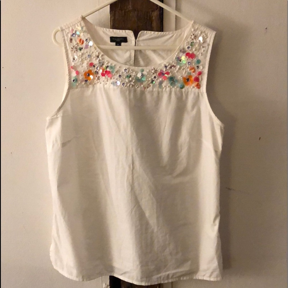 Cute embellished sleeve shirt Talbots. 100% cotton